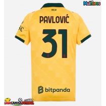 Camisa de Futebol AC Milan Strahinja Pavlovic #31 Equipamento Alternativo Mulheres 2025-26 Manga Curta